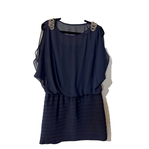 R & M Richards Dress 14 Sheer Top Stretch Cruise Wedding Party Cocktails - Picture 11 of 12